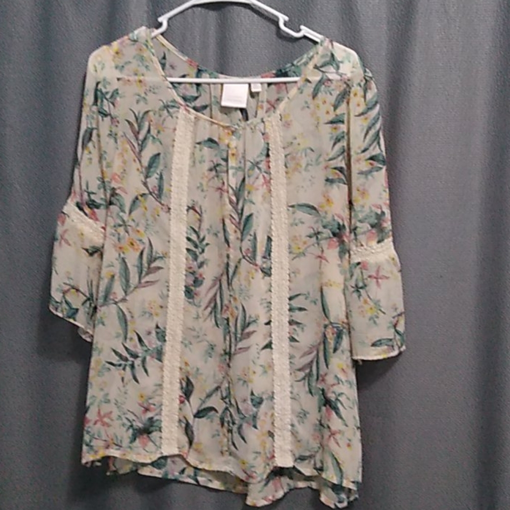 Women's Sheer Floral Blouse